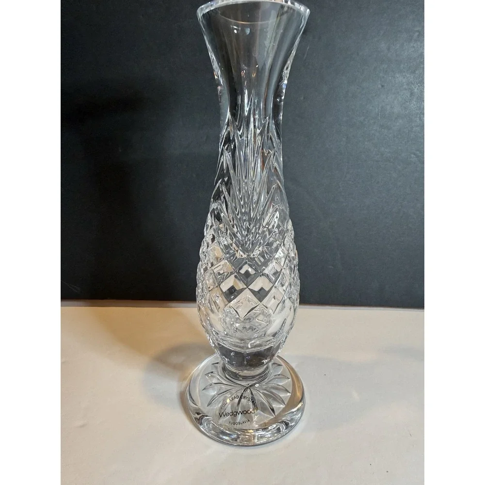 Vintage Wedgwood Crystal Majesty Bud Vase Flowers Yugoslavia 7.5